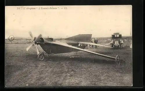 AK Aéroplane de M. Esnault Pelterie, futuristisches Flugzeug auf Rollfeld