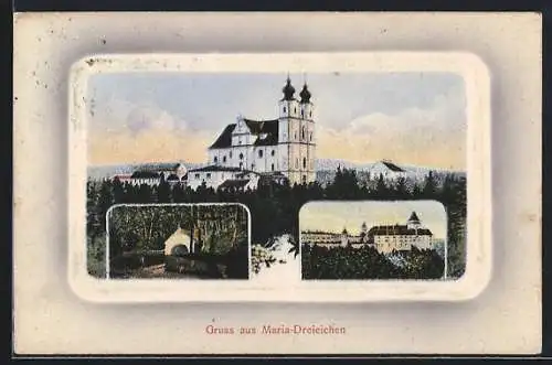 AK Maria-Dreieichen, Ortsansicht mit Kirche