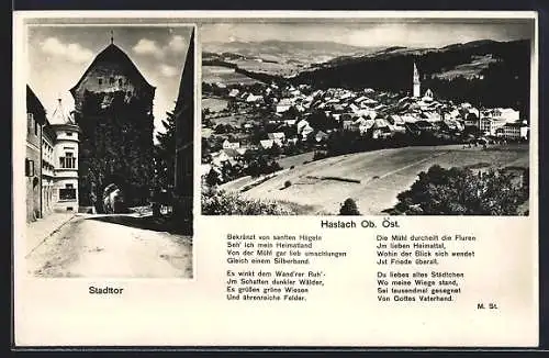 AK Haslach /Ob. Öst, Stadttor, Ortsansicht