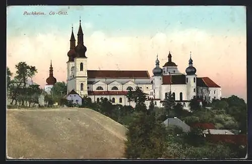 AK Puchheim /Ob.-Oest., Ortsansicht mit Kirche