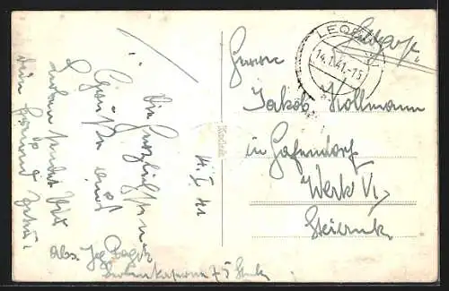 AK Leoben, platz mit Adolf Pendlgasse und Stadtpfarrkirche