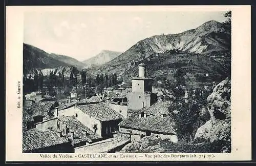 AK Castellane, Vue prise des Remparts, alt. 723 m