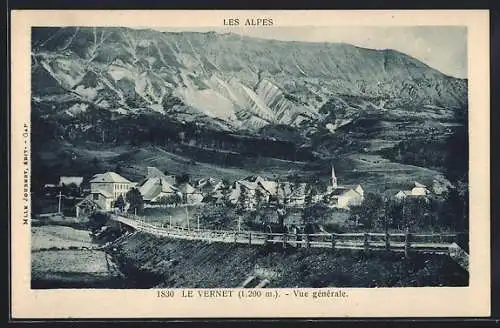 AK Le Vernet, 1830 Le Vernet, 1.200 m., Vue générale, Les Alpes