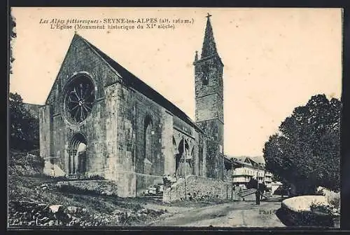 AK Seyne-les-Alpes, L`église, Monument historique du XIe siècle