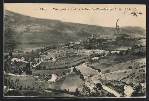 AK Seyne, Vue générale et la Vallée de Chardavon, Altit. 1233 m