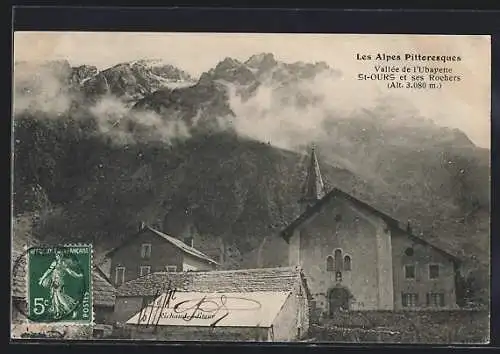 AK St-Ours, le Village et ses Rochers, Alt. 3,080 m., Les Alpes Pittoresques