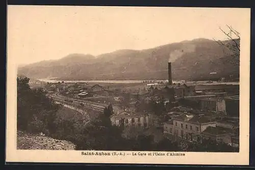 AK Saint-Auban, B.-A., La Gare et l`Usine d`Alumine