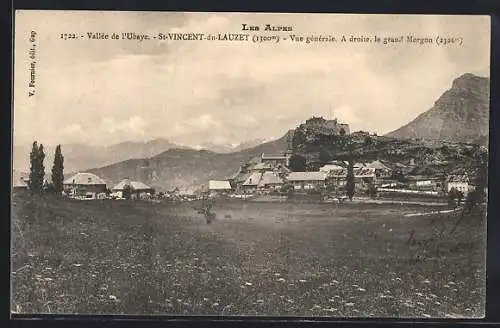 AK St-Vincent-du-Lauzet, 1300m, Vue générale. À droite, le grand Morgan, 2326m