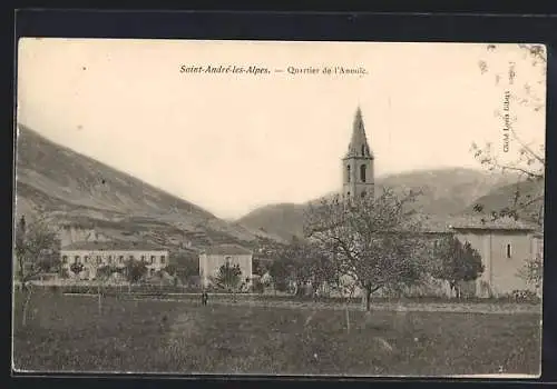 AK Saint-André-les-Alpes, Quartier de l`Anouïe, Kirche und Landschaftsansicht