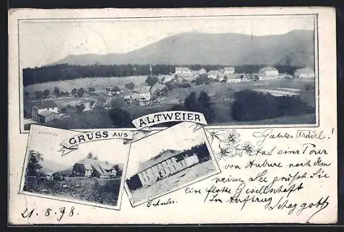 AK Altweier, Hotel Rübsamen, Adelspach, Ortsansicht aus der Vogelschau