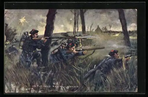 Künstler-AK Dixmude, Les Fusiliers Marins