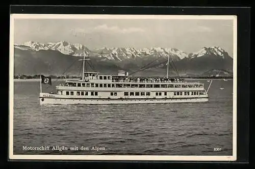 AK Motorschiff Allgäu mit -Flagge