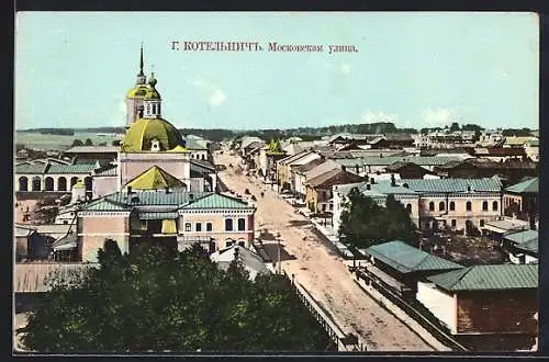 AK Kotelnitsch, Blick auf die Moskowskaja Strasse und Kirche