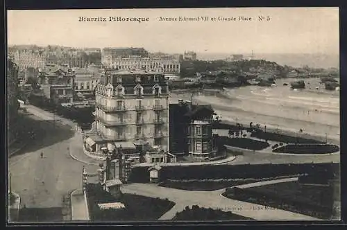 AK Biarritz, Pittoresque Avenue Edouard-VII et Grande Plage, No 5