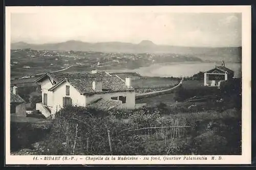AK Bidart, Chapelle de la Madeleine, Au fond, Quartier Palamentia