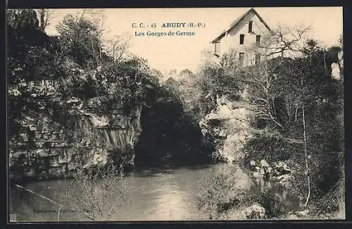 AK Arudy, Les Gorges de Germe mit Felsen und Fluss