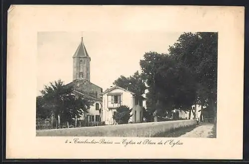 AK Cambon-les-Bains, Église et Place de l`Église