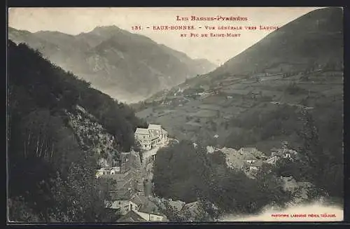 AK Eaux-Bonnes, Vue générale vers Laruns et Pic de Saint-Mont