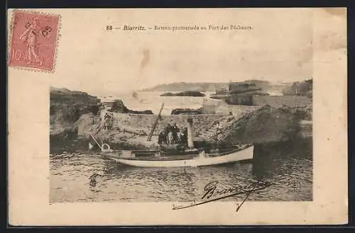 AK Biarritz, Bateaux-promenade au Port des Pêcheurs