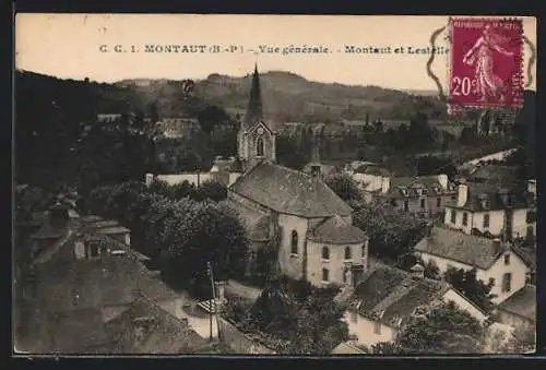 AK Montaut, B.-P., Vue générale., Montaut et Lestelle