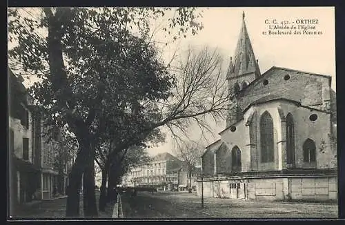 AK Orthez, L`Abside de l`Eglise et Boulevard des Pommes