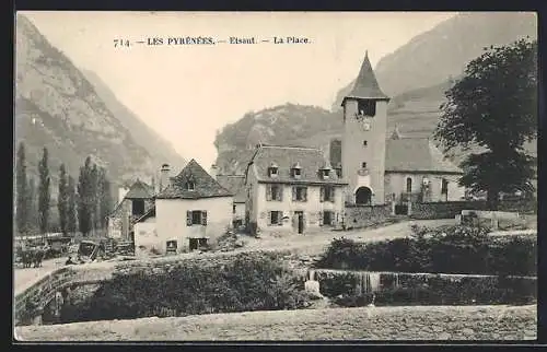 AK Etsaut /Pyrénées, La Place, L`Eglise