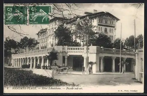 AK Hendaye-Plage, Hotel Eskualduna, Facade sud-est