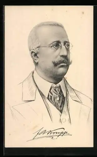 AK Friedrich Alfred Krupp, Portrait mit Brille