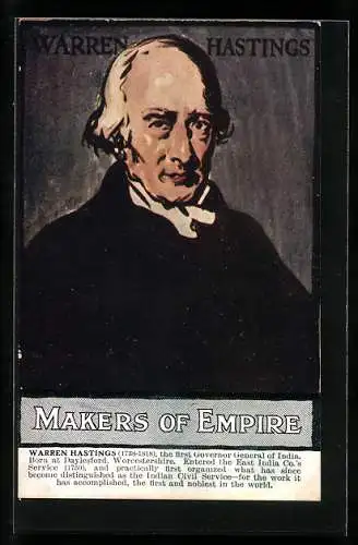 Künstler-AK Warren Hastings, the first Governor General of India