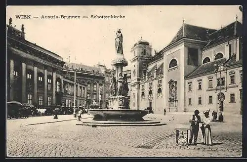 AK Wien, Austria-Brunnen und Schottenkirche