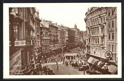 AK Wien, Graben, Ansicht mit Passanten und Geschäften