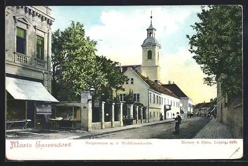 AK Maria Enzersdorf, Hauptstrasse mit der Wallfahrtskirche