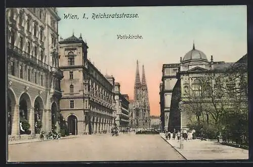 AK Wien, Reichsratsstrasse mit Votivkirche