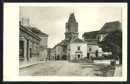 AK Perchtoldsdorf, Hochstrasse mit Kirchturm