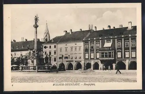 AK Wiener-Neustadt, Hauptplatz mit Brunnen und Geschäften