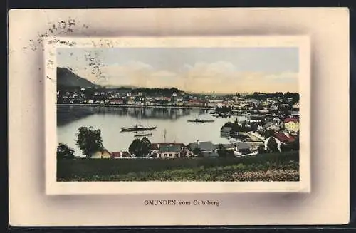 AK Gmunden, Ortsansicht vom Grünberg