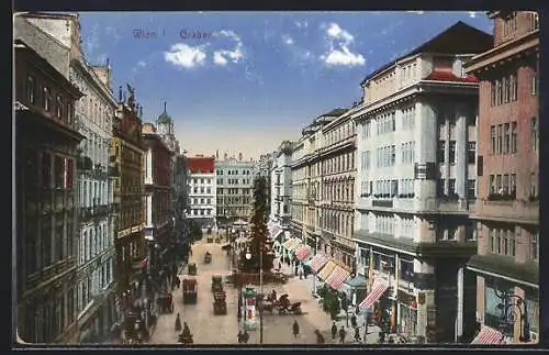 AK Wien I., Graben mit Strassenbahn