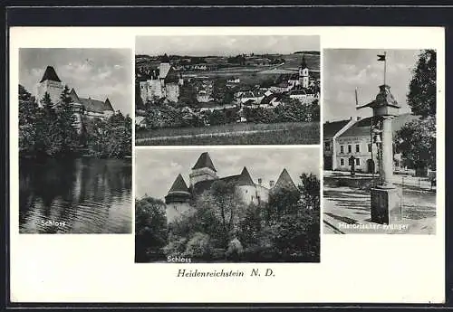 AK Heidenreichstein, Schloss, Histor. Pranger und Panorama