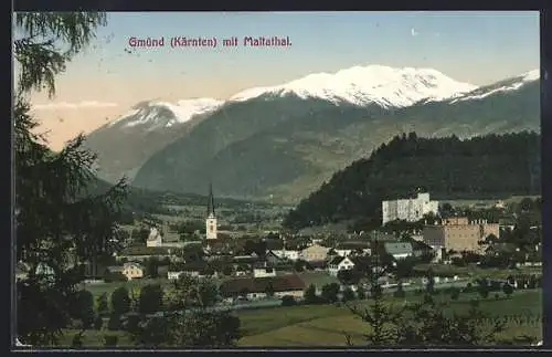 AK Gmünd /Kärnten, Gesamtansicht mit Maltathal aus der Vogelschau