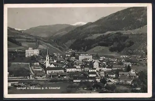 AK Gmünd /Kärnten, Totalansicht gegen das Liesertal