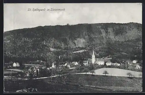 AK St. Radegund /Steiermark, Ortspanorama mit Kirche
