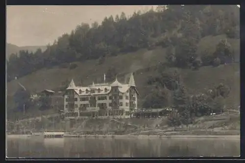 AK Thumersbach /Zell am See, Hotel Bellevue, vom Wasser gesehen