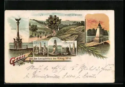 Lithographie Gravelotte, Schlucht, Schlachtfeld des 18. Aug. 1870