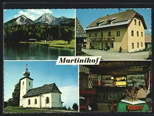 AK Latschach ob dem Faakersee, Gasthof-Pension Martinihof Fam. Lattacher, Kirche