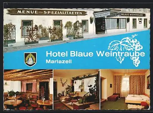 AK Mariazell, Hotel Blaue Weintraube, Grazerstr. 8, Wappen