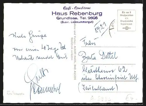 AK Grundlsee /Salzkammergut, Cafe-Conditorei Haus Rebenburg