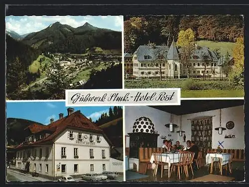 AK Gusswerk /Stmk., Gasthof zur Post mit Gaststube, Schloss Brandhof