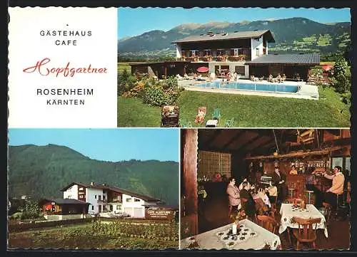 AK Baldramsdorf /Kärnten, Rosenheim, Gästehaus-Cafe Hopfgartner, mit Pool