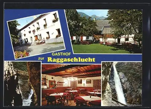 AK Flattach /Mölltal, Gasthof zur Raggaschlucht O. Salentinig, Wasserfall