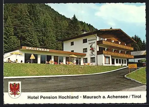 AK Maurach a. Achensee, Hotel Pension Hochland, Wappen